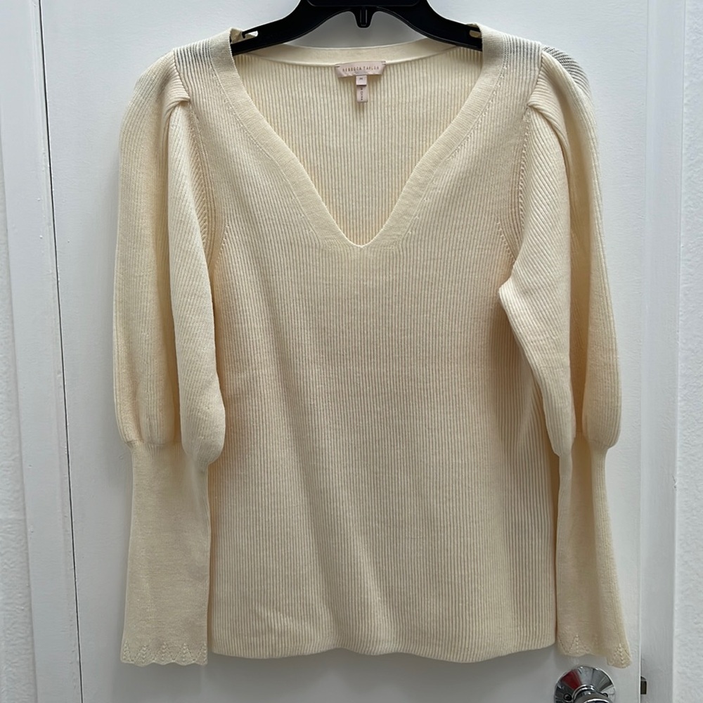 Rebecca Taylor NWOT Cream Cardigan Sweater Size M